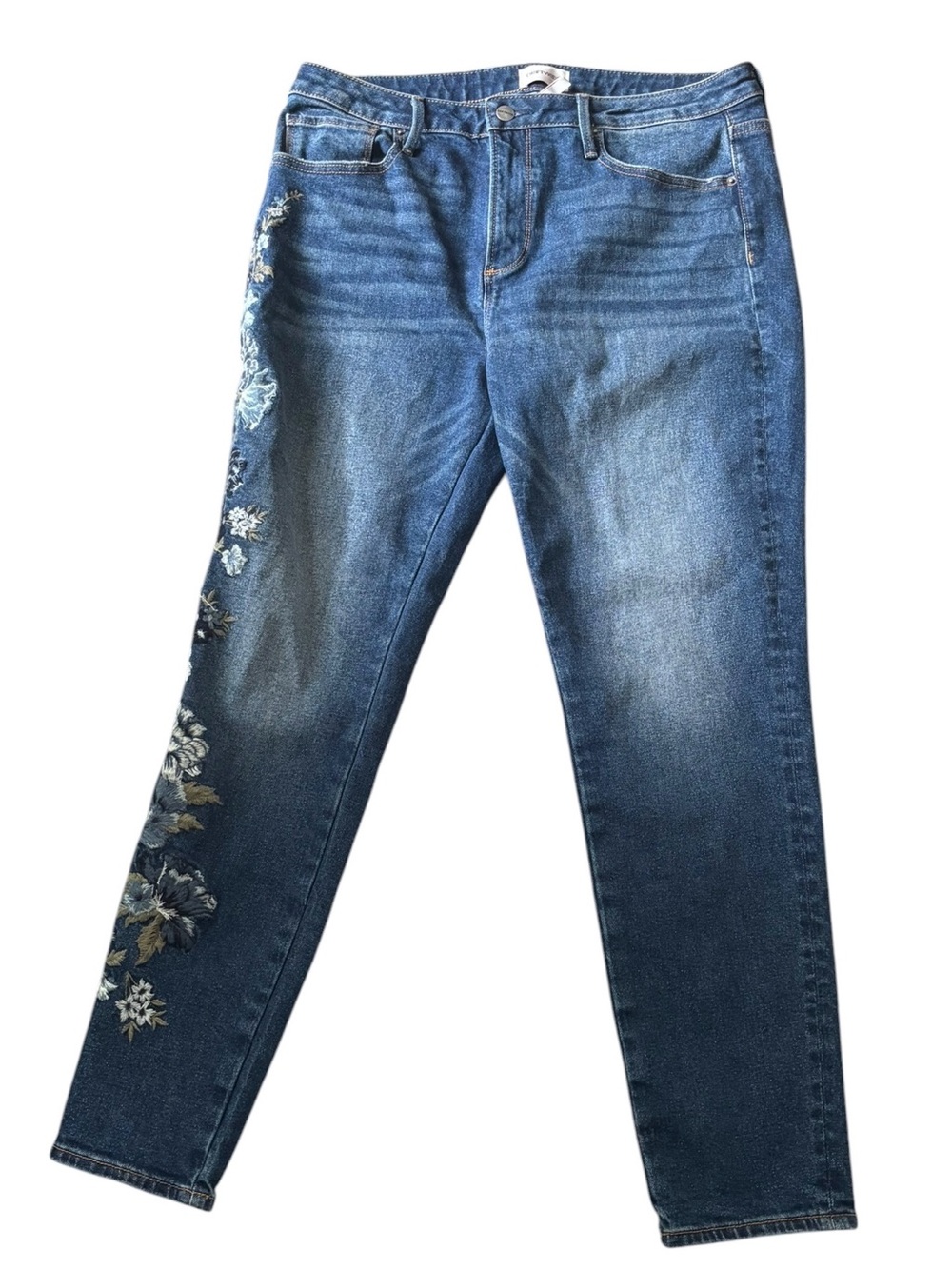Driftwood Jackie High Rise Jean Sz 14X28 Floral Embroidered Denim High Waisted